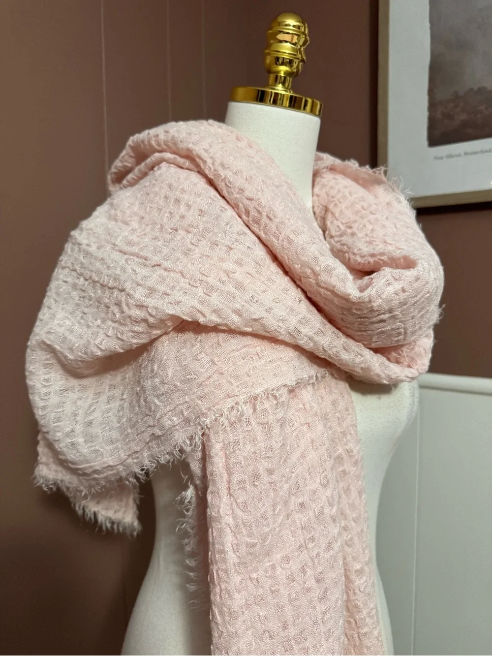 Free People Long Weekend Waffle Knit Scarf Linen Blend